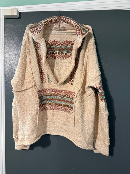 Pilcro Sweaters - Pilcro Cream Knit Cowl Pullover with Multicolor Accent
